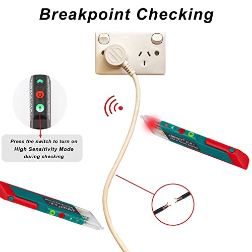 Тест за напон на напон, тестер за напон на напон ADWSET PENTER PENTER Пенка за тестирање на напон за живо/нула жица, тест со двојна