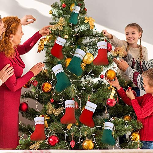 Небототи Божиќ се чувствуваше чорапи црвена и зелена елка што виси украси за семејни украси за Божиќни празници DIY занаети