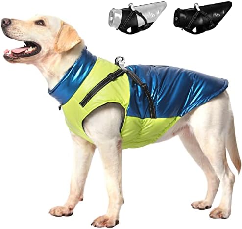 Зимско палто на кучето Дидог, водоотпорна куче топла облека со прицврстувачи и двојни прстени, рефлексивни кучиња јакна за ладно