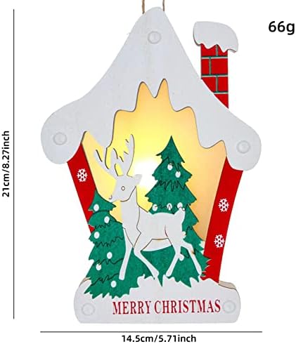 Божиќни украси Декорации за прозорецот за домаќинства Дрвени предводени светлосни елени за приврзоци за елен, реквизити за извалкани стакло