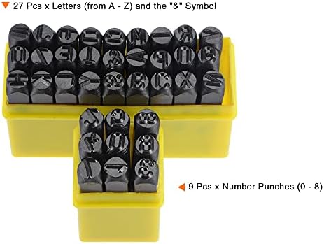 UXCELL 5/16 Број и сет за печат на букви, алатка за притискање A-Z & 0-9 за метална пластична кожа од дрво