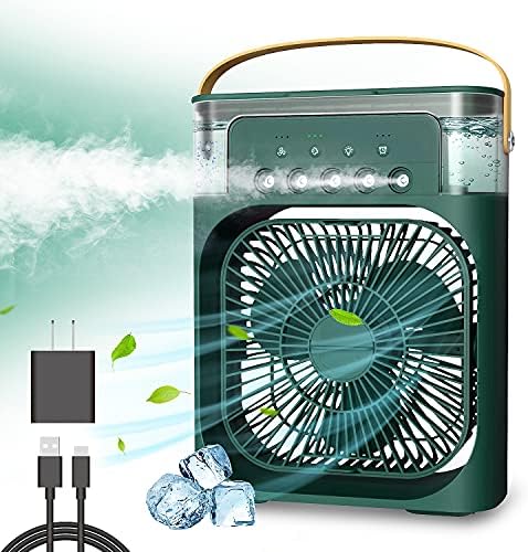 NTMY личен ладилник за воздух, преносен вентилатор за климатик, мини ладилник за испарување со 7 бои LED светло, 1/2/3 h тајмер, 3