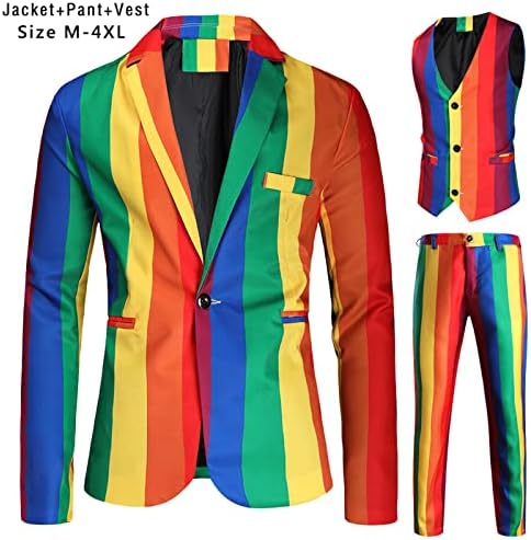 Модна боја блок матурска суштини за мажи 3 парчиња тенок вклопат јакна елек и панталони поставува шал јака со едно копче за забава