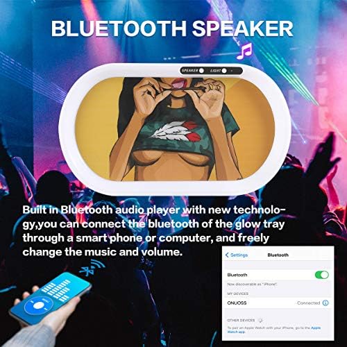 Hokirin Bluetooth звучникот на звучникот, лента за светло за светло со забавно образец, преклопни 7 бои на светла, фиока за осветлување