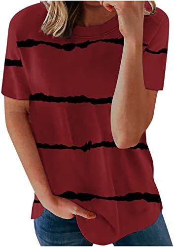 Женска маица есен летна облека трендовски кратки ракави екипаж памук графички салон кошула за блузи за девојчиња C1 C1