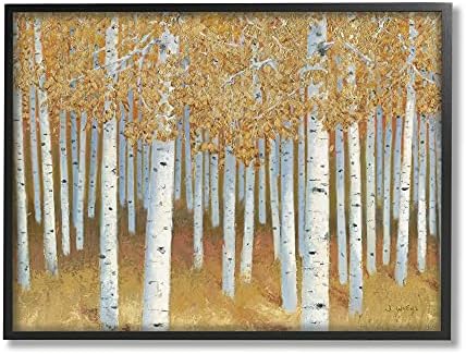 Есенска индустрија „Ступел Индустри“ остава пејзаж од бреза рустикална шума, дизајниран од Jamesејмс Виенс, црна врамена wallидна