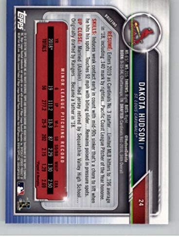 2019 Bowman Chrome 24 Dakota Hudson RC Rackie St. Louis Cardinals MLB Baseball Trading Card