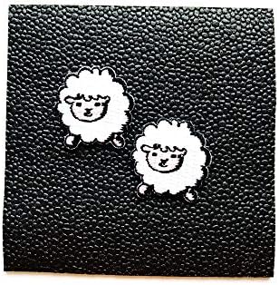 Сет од 2 ситни мини бели мали овци животно животно диво јагне слатко цртано шиење железо на везена апликација знак знак за лепенка облека