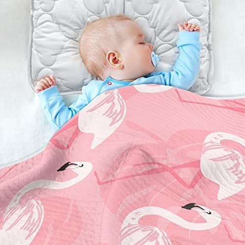 Swaddle Clain Pink Pink Flamingo памучно ќебе за новороденчиња, примање ќебе, лесен меко залепено ќебе за креветчето, шетач, расадник ќебиња,