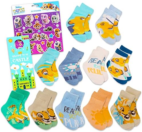 Дизни лав Кинг чорапи за момчиња и девојчиња - пакет со 11 пара чорапи на лав Кинг за бебиња, мали деца на возраст од 12-24 месеци,