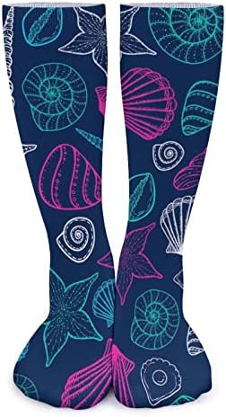 ПЛЕВЕЛКЕЈАТ Плажа Школка Шема Дебели Чорапи Новина Смешно Печатење Графички Обични Чорапи Со Топла Средна Цевка За Зима