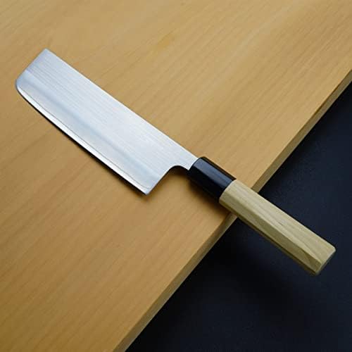 „Накири“ јапонски стил кујнски нож за лиснат зеленчук/прашок со голема брзина челик сечило165мм Бафало октагон рачка