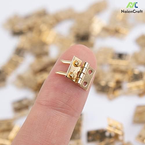 Naiencraft, пакет од 100 златни минијатурни шарки хардвер мини шарки ретро задникот за накит кутија мал хардвер со 400 парчиња