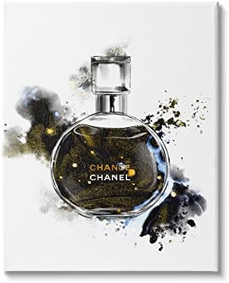 Sumbell Industries Glam Cosmetic Black Gold Atcherlour Perfume шише, дизајнирано од Ziwei Li Canvas Wall Art, 24 x 30, бело