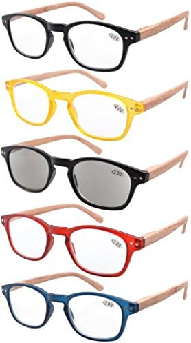 Очила за читање на очи за мажи 5 пакувања пролетни шарки читатели на црна тартоза рамка +2,00