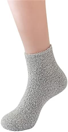 Чорапи на глуждот за жени зимски бонбони цевки чорапи чорапи корални чорапи од руно подни чорапи солиден подарок за 9 годишно девојче