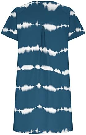 Женски тенок туничен фустани чамец вратот на вратот на вратот со кратки ракави миди колено високо дневна маица есен летни фустани