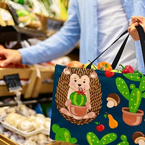 Кошар за шопинг Симпатични ежи и кактус за еднократна употреба на намирници за перална за намирници, преносни пикник торбички торбички торбички