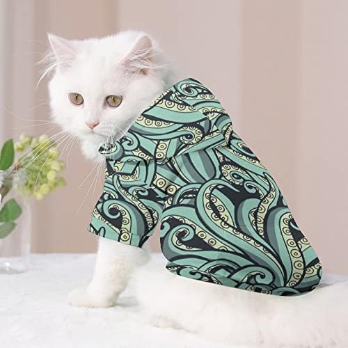Октопод Шема1 Пет Худи зимска кошула со качулка со капа за кучиња мачки кутре облека симпатична печатена подарок