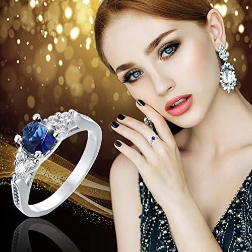 Женски прстени моден елегантен елегантен четири канџи сафир цирконски ангажман прстен накит за жени модни прстени прстени за венчавки