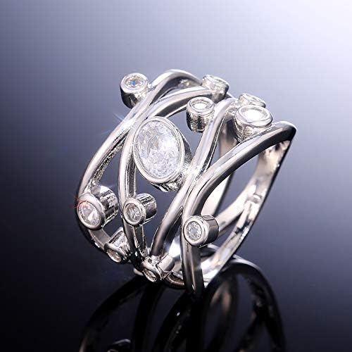 Womenенски прстен моден бакар елегантен венчален прстен за жени скапоцен камен скапоцен камен симулиран дијамантски ангажман