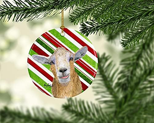Богатства на Каролина RDR3022CO1 коза црвени снегулки празник Божиќен керамички украс, украси за новогодишни елки, висечки украс за Божиќ,