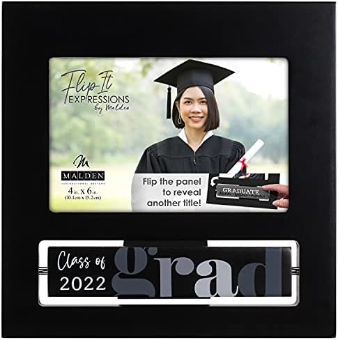 Malden Int Designs 4x6 Отворено дипломирани флипит изрази црна рамка за слика, дипломирана 2022 година, класа од 2022 година,