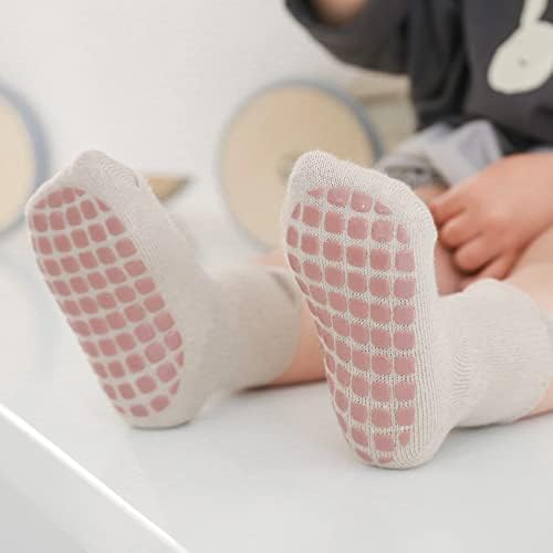 Booph дете зафаќа чорапи бебе кои не се лизгаат чорапи за деца девојчиња момчиња чорапи 5 пара