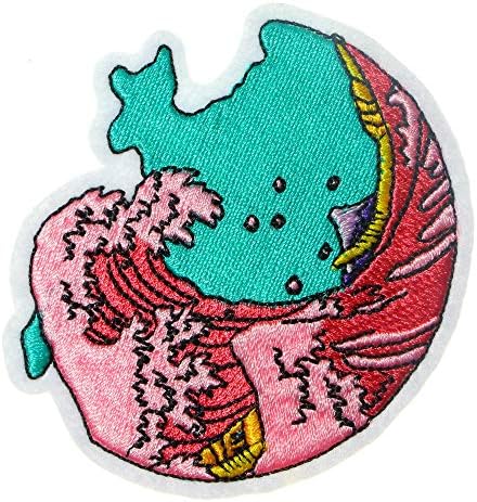 JPT - Сурова природа луда морска бранова авантура Везена апликација железо/шиење на закрпи значка симпатична лого -лепенка на елек