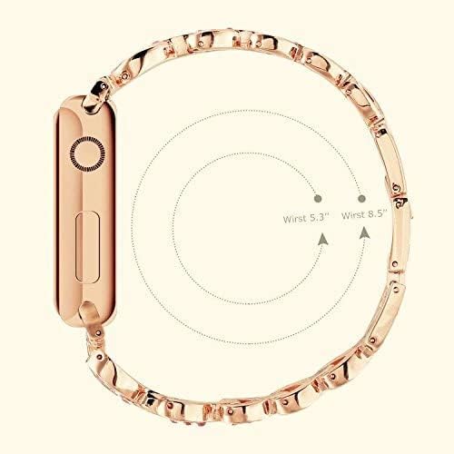 SHGM Компатибилен со Apple Watch Band 38mm 40mm 41mm 42mm 44mm 45mm Жени Блинг Rhinestone Замена Метал Ремен Iwatch Серија 8/7/6/5/4/3/2/1/SE