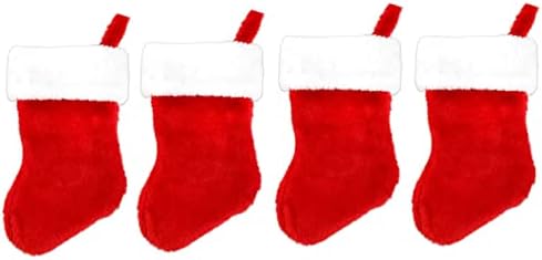 Божиќно порибување 9 црвено со бел кадифен манжетен сет од 4 чорапи за пополнување порибување што виси Божиќно порибување на Божиќно порибување
