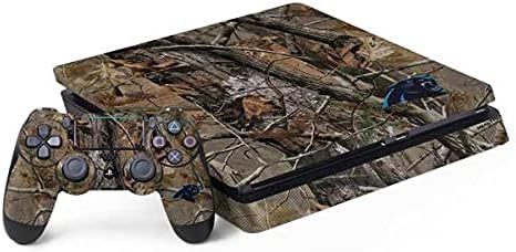 Decal Decal Gaming Chage компатибилен со PS4 тенок пакет - официјално лиценциран NFL Carolina Panthers Realtree AP Camo Design
