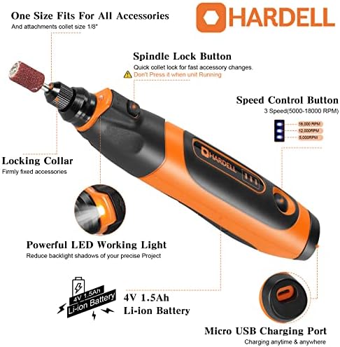Hardell безжична ротирачка алатка 4V и 230pcs ротациони додатоци за алатки