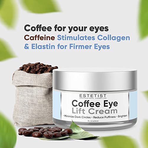 Естетистичкиот кофеин нанесе крем за лифт за очи за кафе и маска за лице во форма на V