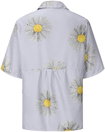 Копче за кратки ракави за кратки ракави на женски блуза надолу до графички печати цветна салон блуза маичка за дами u0 u0