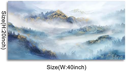 Шума со магла платно wallидна уметност маглива планинска wallидна уметност за дневна соба спална соба бел wallид декор планински