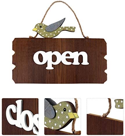 Ushobe Отворен и затворен дрвен знак, двостран отворен и затворен знак за бизнис, виси деловна плоча со јаже од коноп, креативна птица добредојде