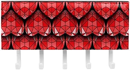 Геометриски срца сакаат организатор на црвена шема со 5 куки wallидни кујнски полици за решетки за мултифункционална полица за складирање
