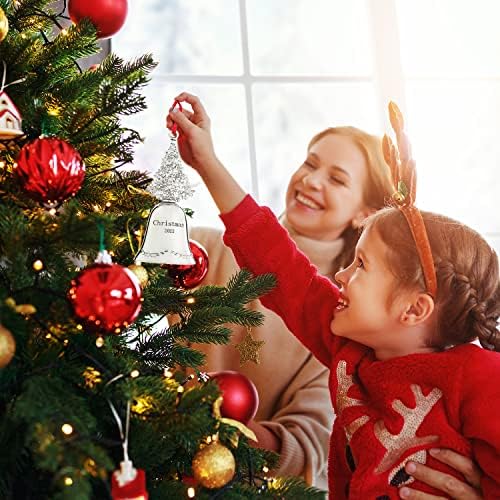 Кликел Божиќно украсување на Bellвонче 2022 година - Орнамент на новогодишна елка од сребро 2022 - Орнамент за Божиќна bellвон