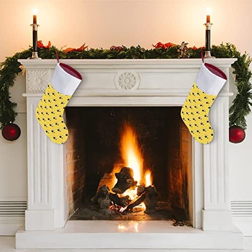 Жолти пчели образец Божиќно порибување чорапи печати Божиќно дрво украси