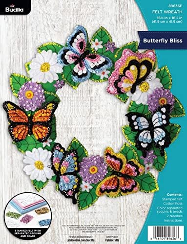 Bucilla Felte Applique Wind Cole, Butterfly Bliss Felte Applique Wring Making Kit, совршен за DIY уметности и занаети, 89636E