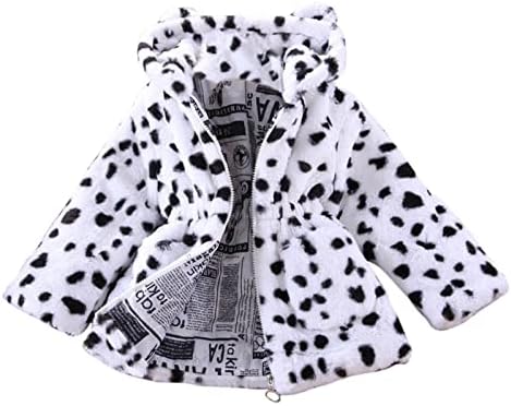 Крава надворешна облека бебе задебела Деца девојки млечни производи печатено палто ветровитоидно зимско качулка руно топли