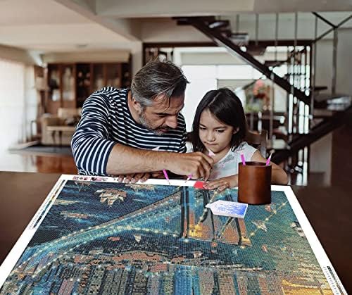 Zgmaxcl Дијамантски комплети за сликање DIY за возрасни околу целосна вежба погледот на градот Rhinestone Голема големина Дома декор за занаетчиски