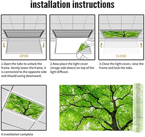 Зелена Дрвена Шума Мчуанг 2 Пакет Флексибилни Флуоресцентни Филмови За Покривање На Светларник Таван за Училишна Училница канцеларија