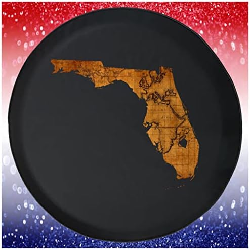 Голема резервна гума покривка Флоридалд Светска мапа за патувања црна 35 инчи