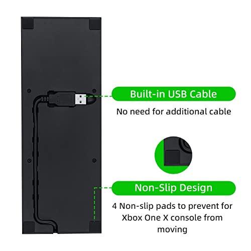 Вертикално ладење на Мекбазел за Xbox One X, штанд за ладење на вентилаторот со 3 USB порти и лесна лента компатибилна со Xbox