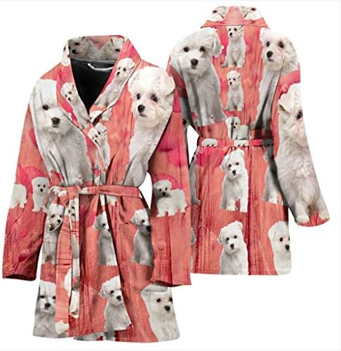 Малтешки Куче На Розова Печатење Женска Бања Облека