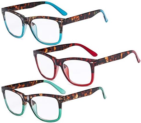 Очила за читање на очила за очи - 3 пакувања големи леќи Стилски читатели за жени +4,00