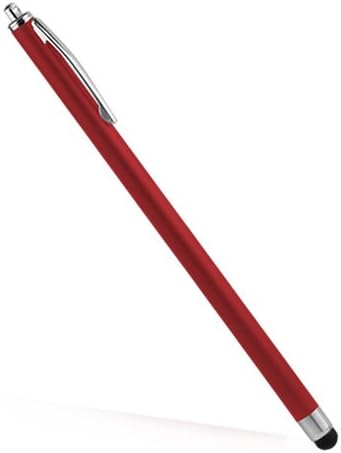Пенкало за стилот на Boxwave, компатибилен со Kindle Fire HD 8.9 - Slimline капацитивен стилус, тенок барел, гумен врв на пенкало - црвено црвено