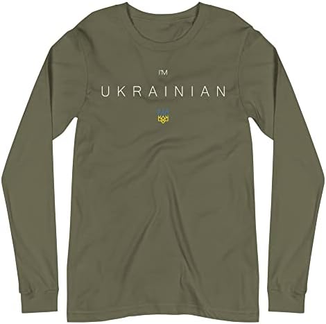 Банисиворлд Јас сум украински Зеленски Украина - Мала жолто сина тројка унисекс со долг ракав со долг ракав